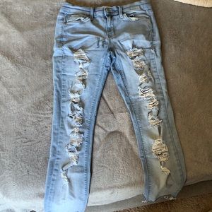 Ripped jeans. Light washed